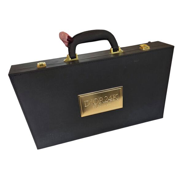 Couture Black & Gold Briefcase | D’OR 24K Prestige Vanity Organizer | Gift Box - Picture 4 of 13